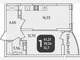 2-комнатная квартира, 39.24 м², 24/24 этаж фото 0